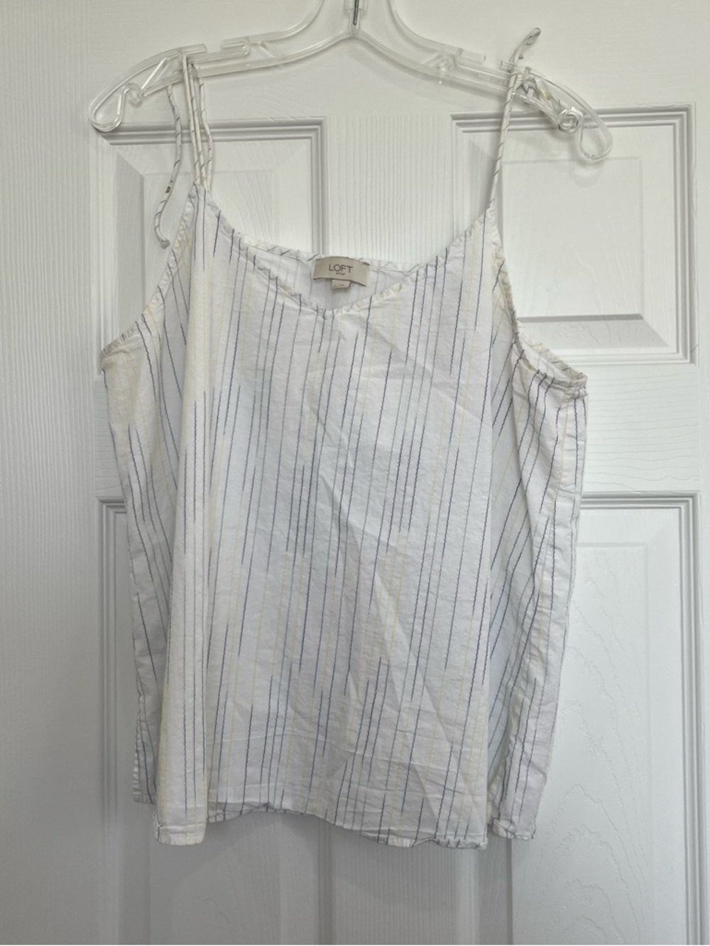 LOFT White and Blue Striped Spaghetti Strap Camisole